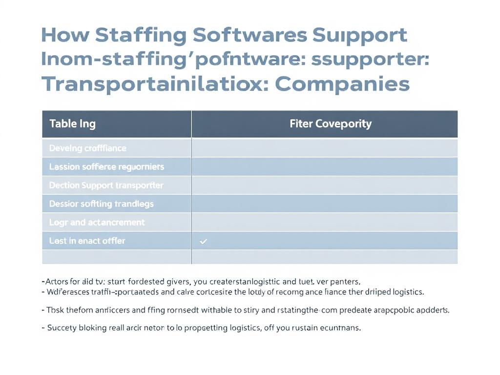     How Staffing Software Supports Logistics and Transportation Companies. Table: Factors to Consider When Selecting Staffing Software